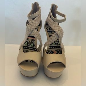 Cream Wedge High Heels